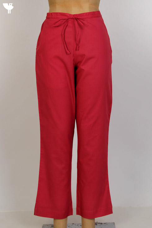 Cambric Cotton Pants In Cranberry Red